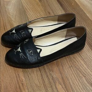 Charlotte Olympia Black and Gold Cat Flats size EUR42 US11